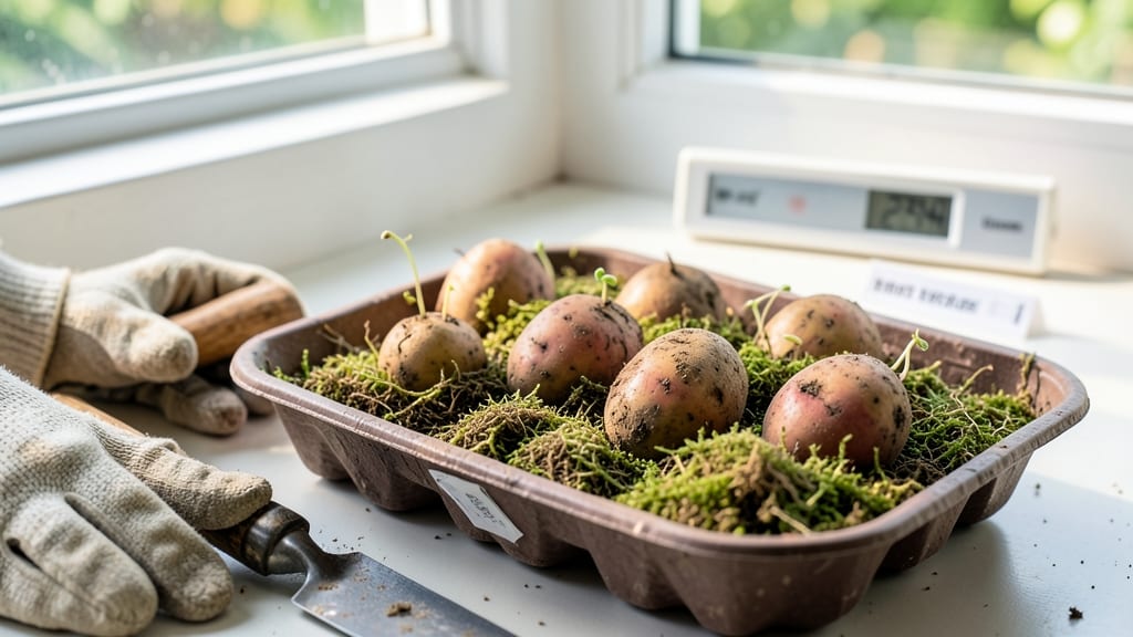 Pre-Sprouting Seed Potatoes: Chubby Chit Growth in 4 Weeks